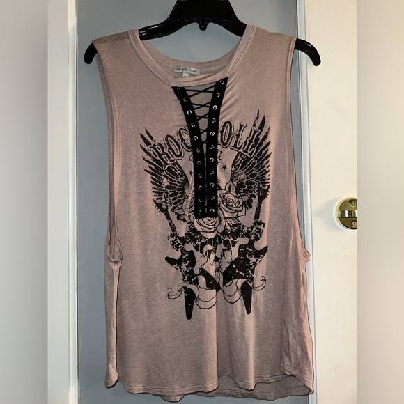 Charlotte Russe Rock N Roll Tank Top - Picture 1 of 5
